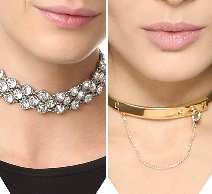collier avec chaînes et strass collier avec strass