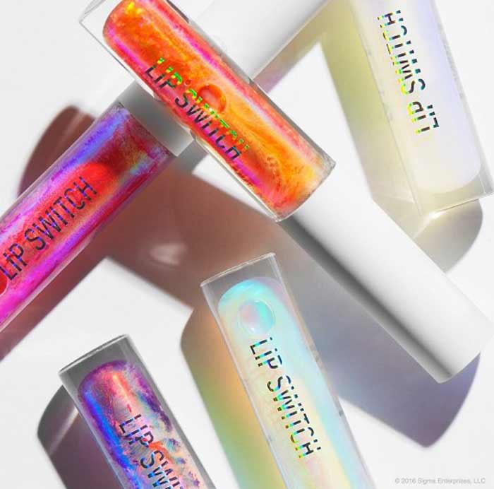 Cinq couleurs de paillettes avec holographie
