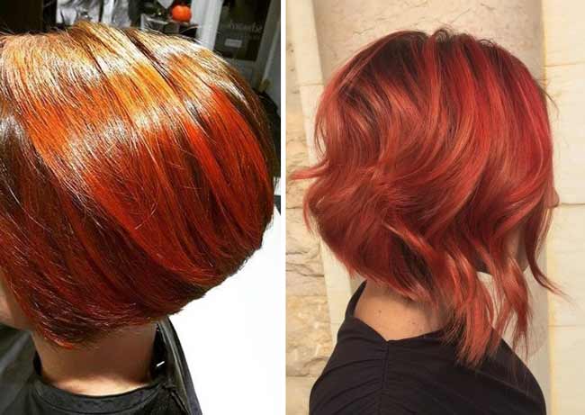 Couleur rouge dans les coupes de cheveux courtes