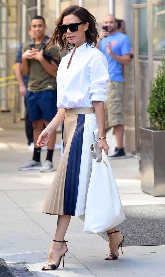 Jupe midi plissée + chemise