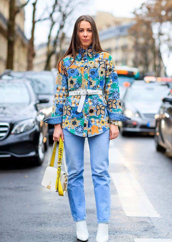 Chemise brodée + jean