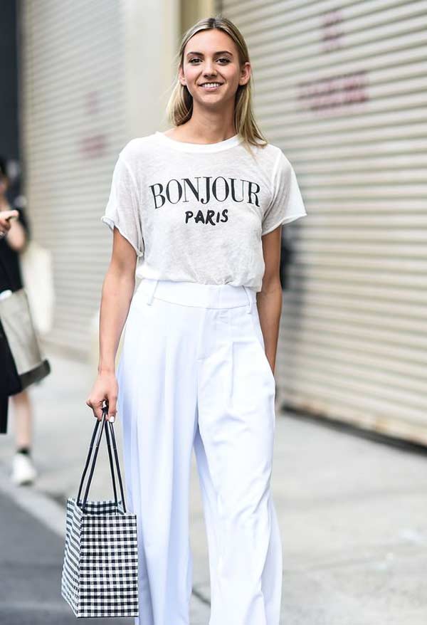 Look t-shirt et pantalon blanc
