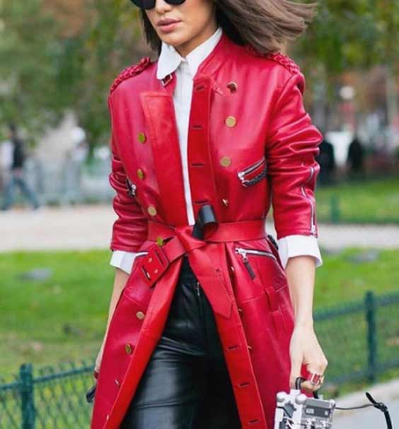 Tendance manteau en cuir rouge 2017-2018