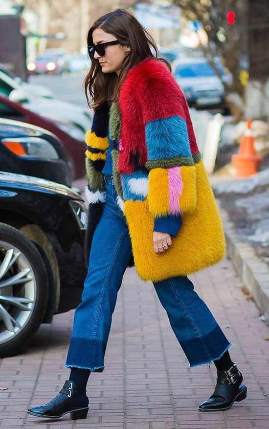 Manteau de fourrure patchwork couleur 2018
