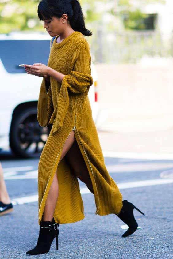 Robe en maille avec fentes zippées