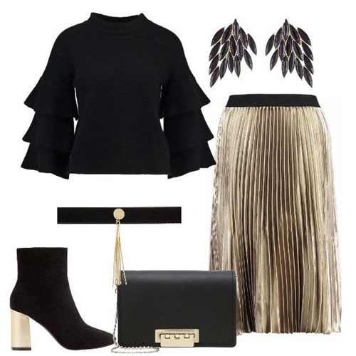 Gamme dorée et noire de la tenue du Nouvel An 2018