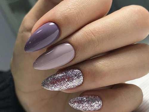Nuances de lilas en manucure trois couleurs