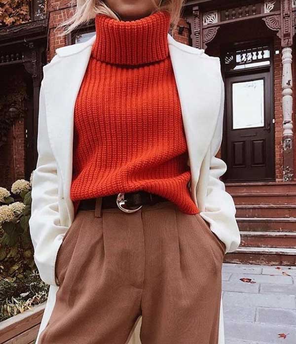 Marron combiné avec orange dans les vêtements