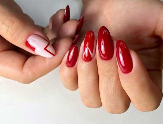 Manucure rouge + beige 2019