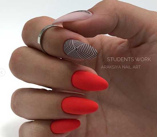 Manucure de couleur rouge-orange 2019