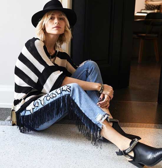 Denim tendance à franges