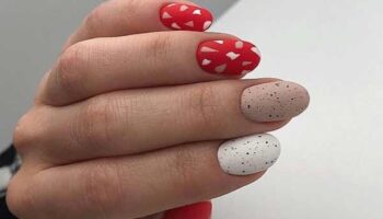 Sélection de photos et examen de manucure rouge et blanc