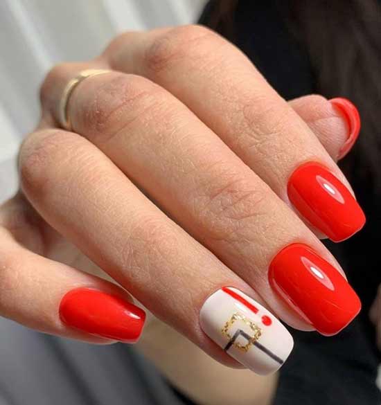 Manucure rouge et beige
