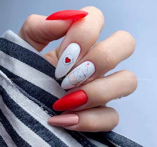 Manucure rouge et blanche : 100 idées de photos, nouveaux designs