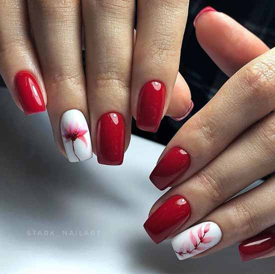 Manucure rouge et blanche : 100 idées de photos, nouveaux designs