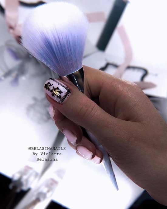 Nail art d'automne sur les ongles avec du vernis gel