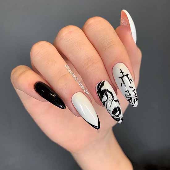 Vernis gel manucure noir et blanc