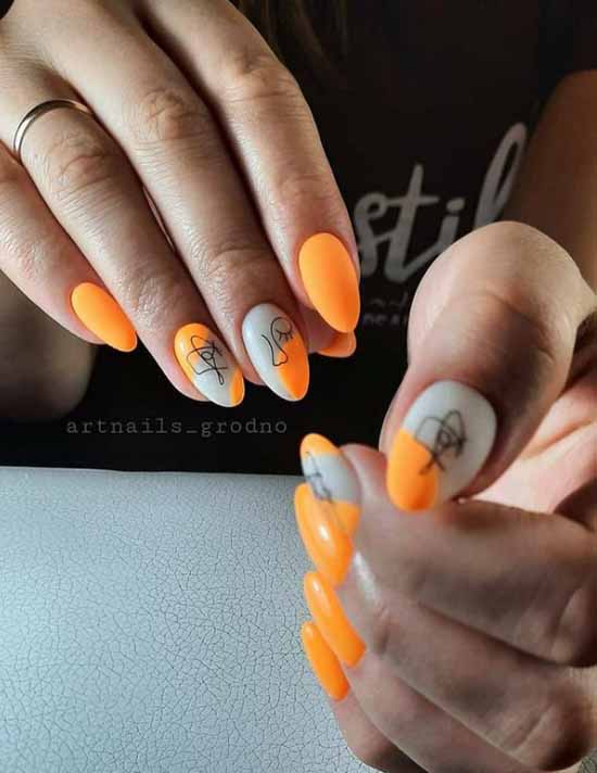 Manucure orange 2021: photo de nouveaux articles avec design