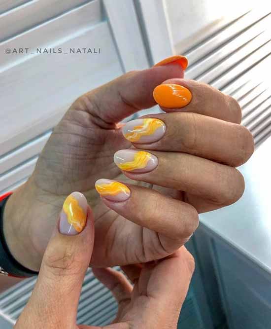 Manucure orange 2021: photo de nouveaux articles avec design