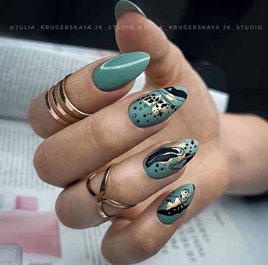 Manucure verte 2021: photo de nouveaux articles avec les meilleurs designs d'ongles