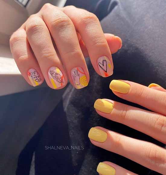 Manucure jaune 2021: photo avec le design le plus en vogue