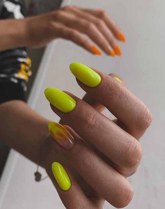 Manucure jaune fluo
