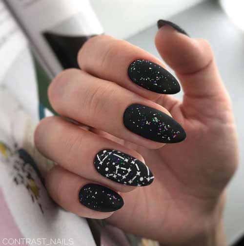 Noir mat avec du blanc et des paillettes