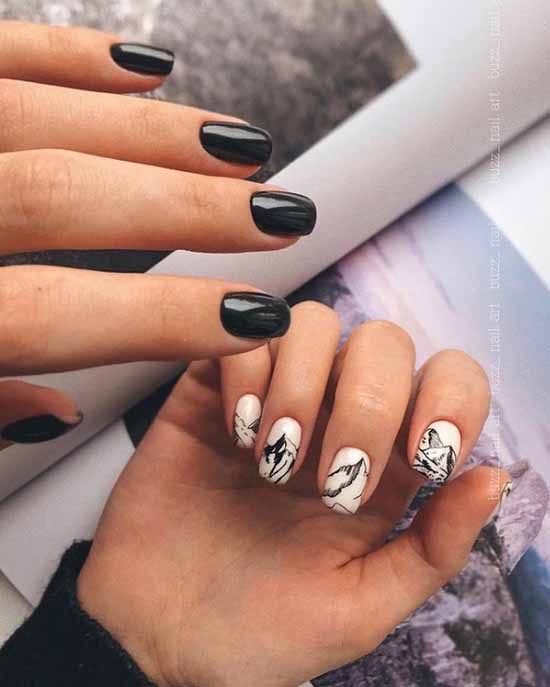 Manucure noir et blanc 2021: photo, top design des ongles