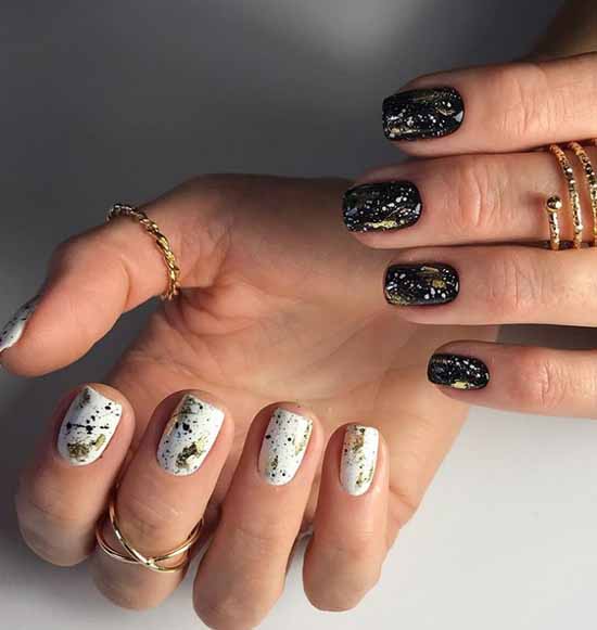 Manucure noir et blanc 2021: photo, top design des ongles