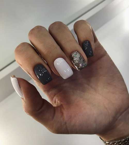 Manucure grise 2021-2022: design, ongles dans les tons gris, photo