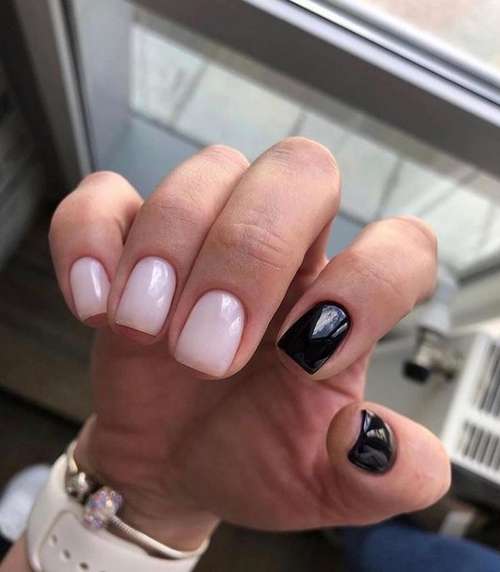 Beige et noir bicolore sans manucure design
