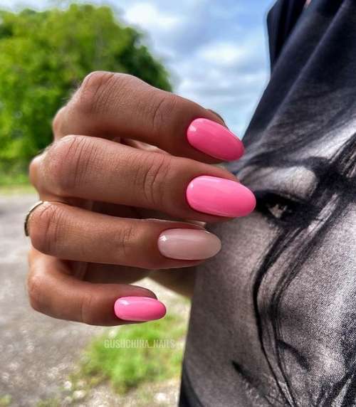 Manucure bicolore rose