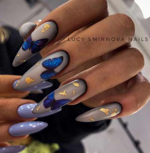 Ongles longs avec des papillons