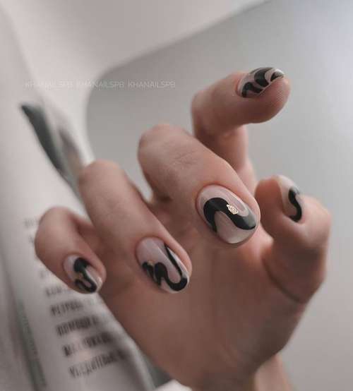 Manucure avec un motif pour les ongles courts: tendances 2021, photos