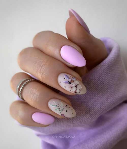 Manucure translucide lilas