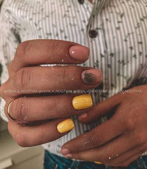 Manucure avec des feuilles: design 2021-2022, nouveaux articles sur la photo