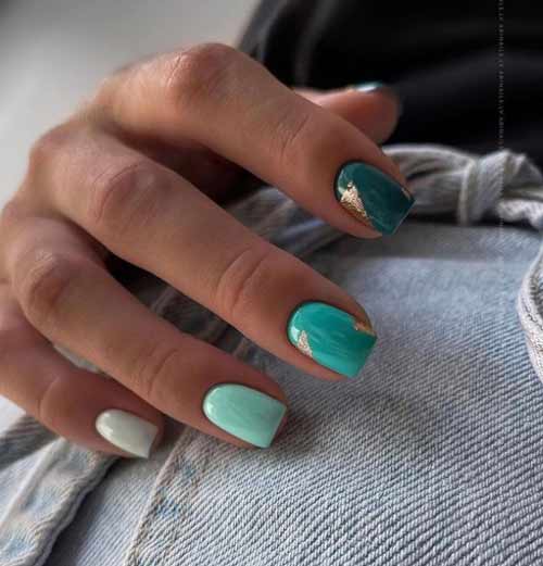 Plusieurs nuances de vert en manucure